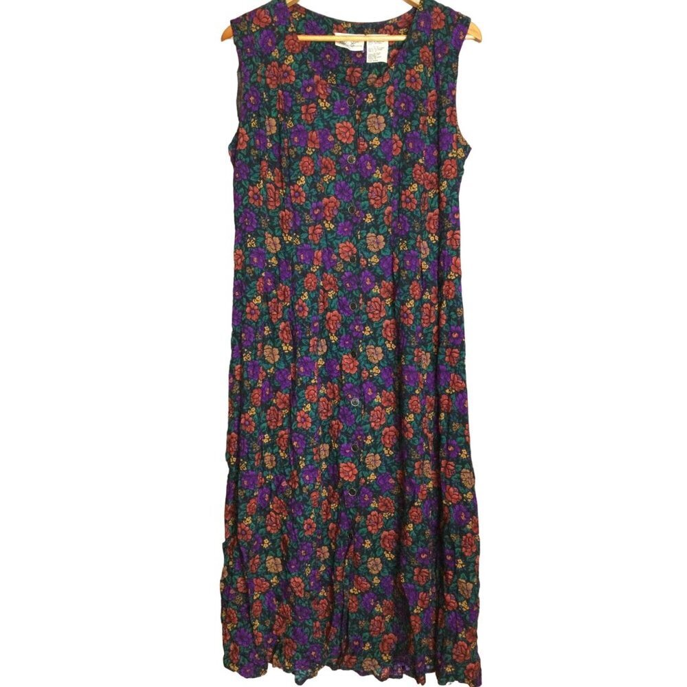 Vintage Kathie Lee Women's Floral Print Sleeveless Maxi Dress Size 10